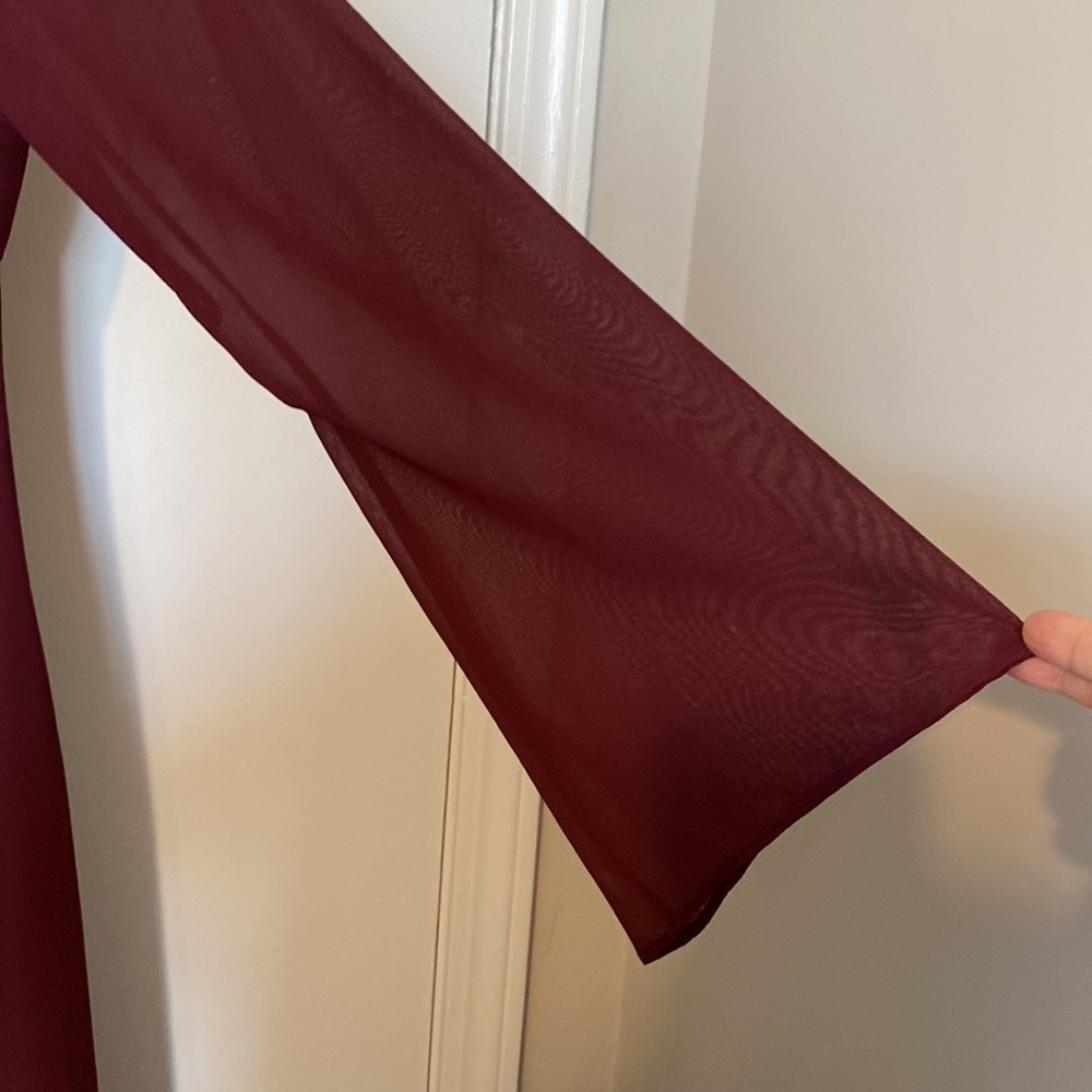 Michelangelo Party dress Burgundy chiffon overlay empire waist - Picture 7 of 10